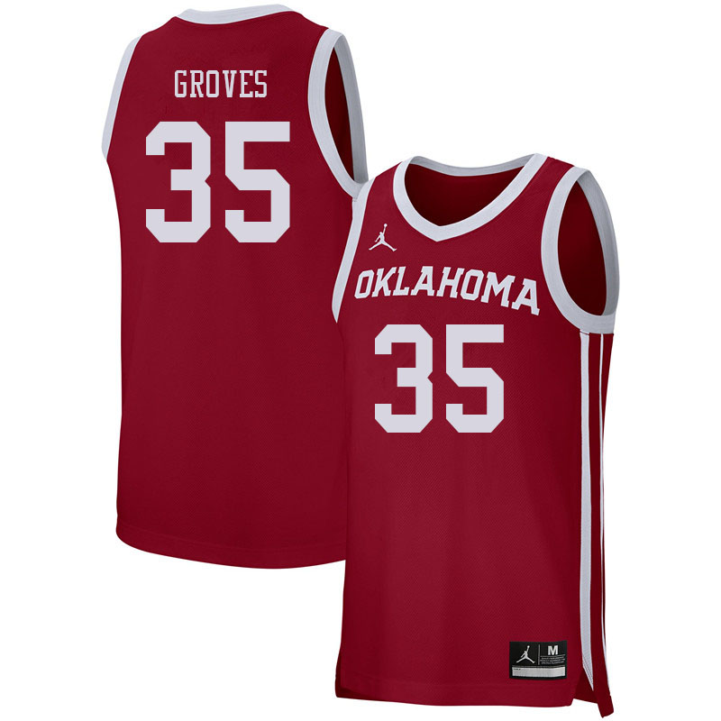 Oklahoma Sooners #35 Tanner Groves College Basketball Jerseys Sale-Crimson